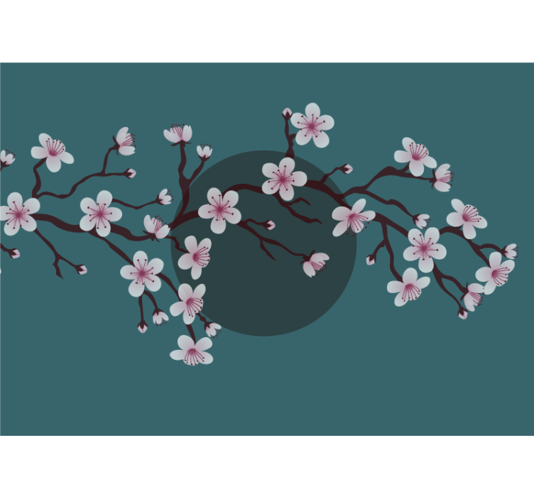 Flower mural blossoming cherry branch - TenStickers