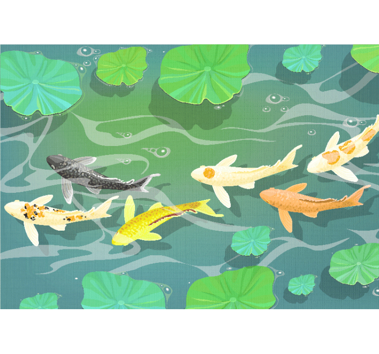 "Japandi" Koi fishes and lily pads wall mural - TenStickers