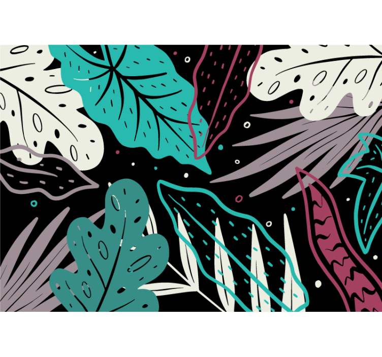 Nature wall mural decorative leaf patterns - TenStickers