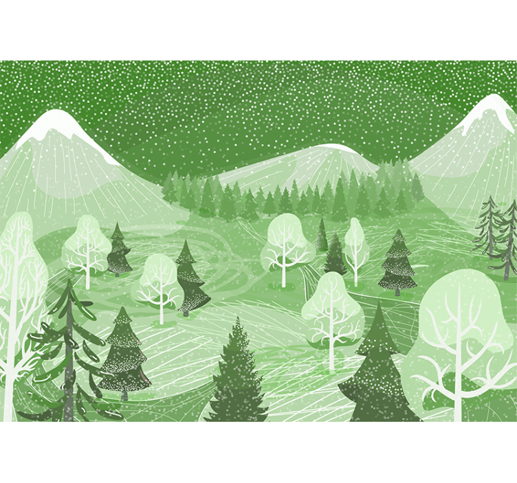 Green Vintage Forest tree mural - TenStickers