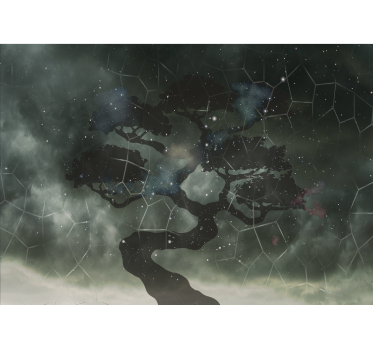 Space mural celestial tree silhouette - TenStickers