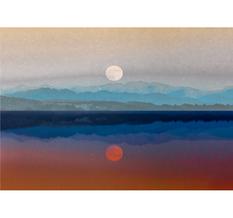 Landscape mural wallpaper mountain sunset reflection - TenStickers