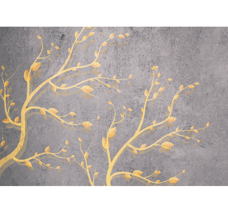 Nature wall mural golden leafy vines - TenStickers