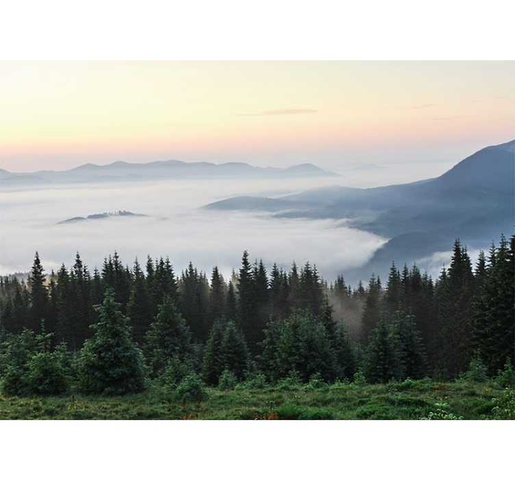 Landscape mural wallpaper tranquil mountain view - TenStickers