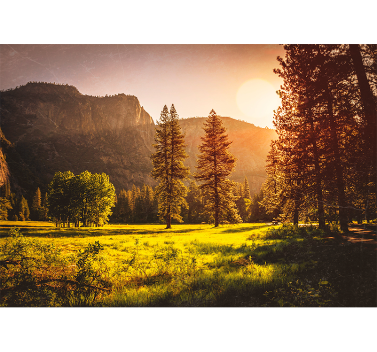 Serene Mountain Sunset landscape mural wallpaper - TenStickers