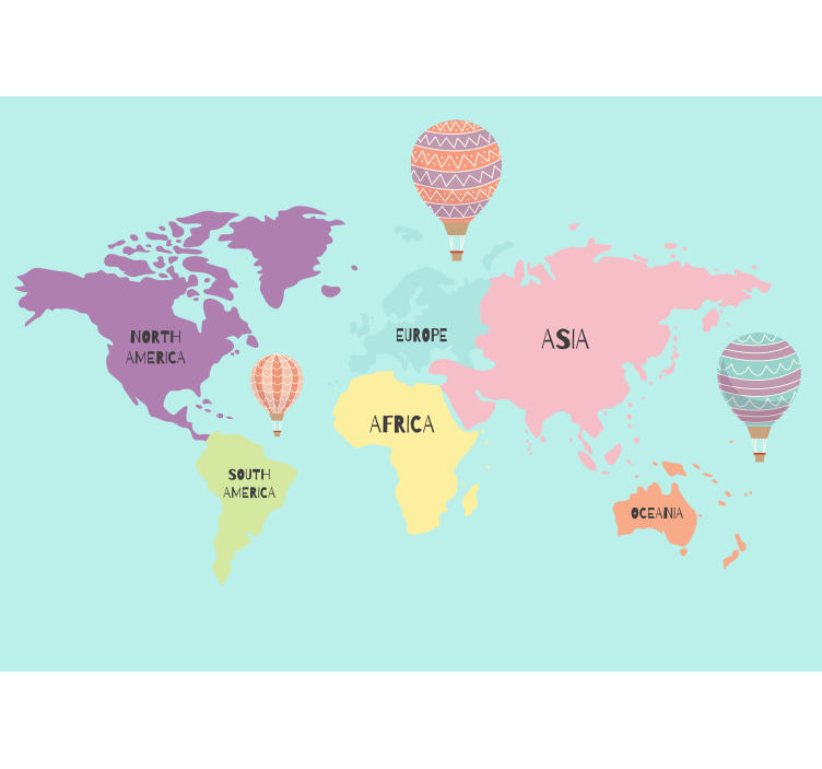 Nordic with airballons EN world map mural - TenStickers