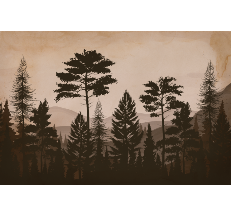 Nature wall mural silhouette forest landscape - TenStickers
