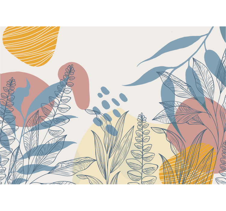 Nature wall mural with stylized plant designs - TenStickers