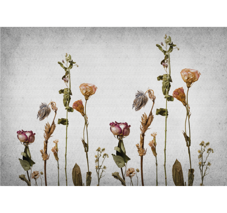 Flower mural dried flower arrangement - TenStickers