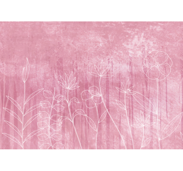 Flower mural delicate floral outline - TenStickers