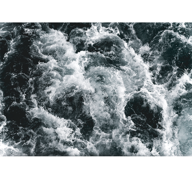Sea mural of tumultuous ocean waves - TenStickers