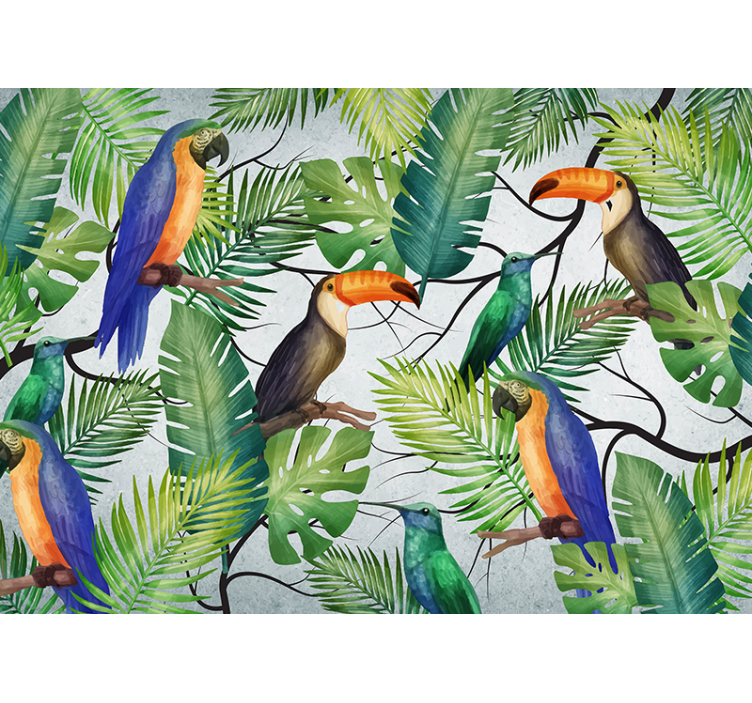 Animal wall mural tropical birds theme - TenStickers