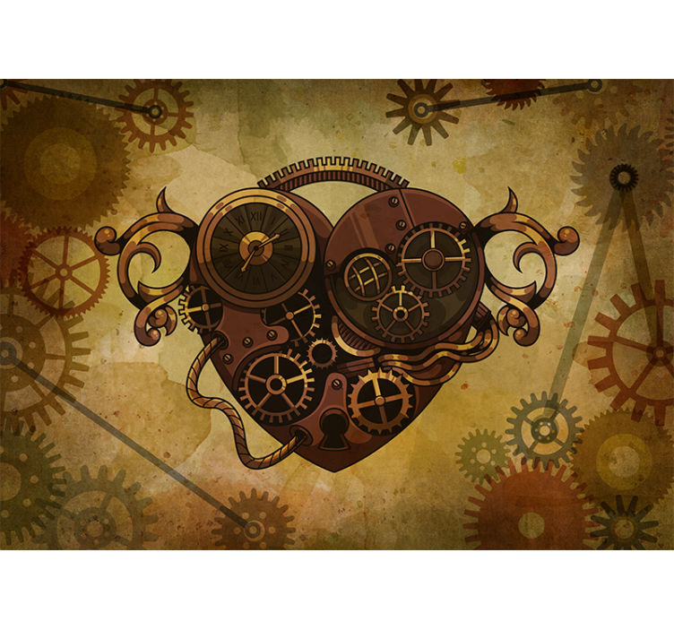 Heart Clock Mechanism love wall mural - TenStickers