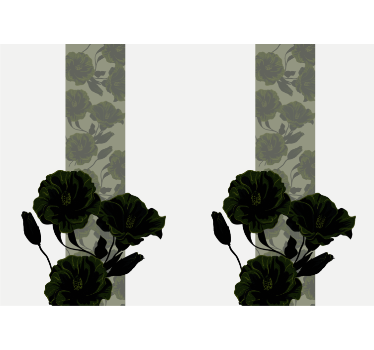 Flower mural elegant black flowers - TenStickers