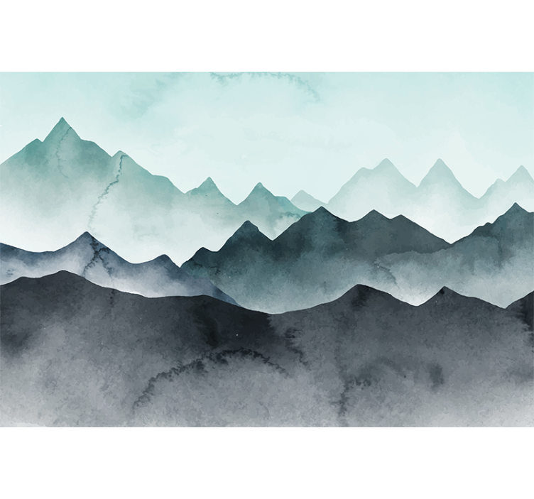Painted blue mountains Mountain wall mural - TenStickers