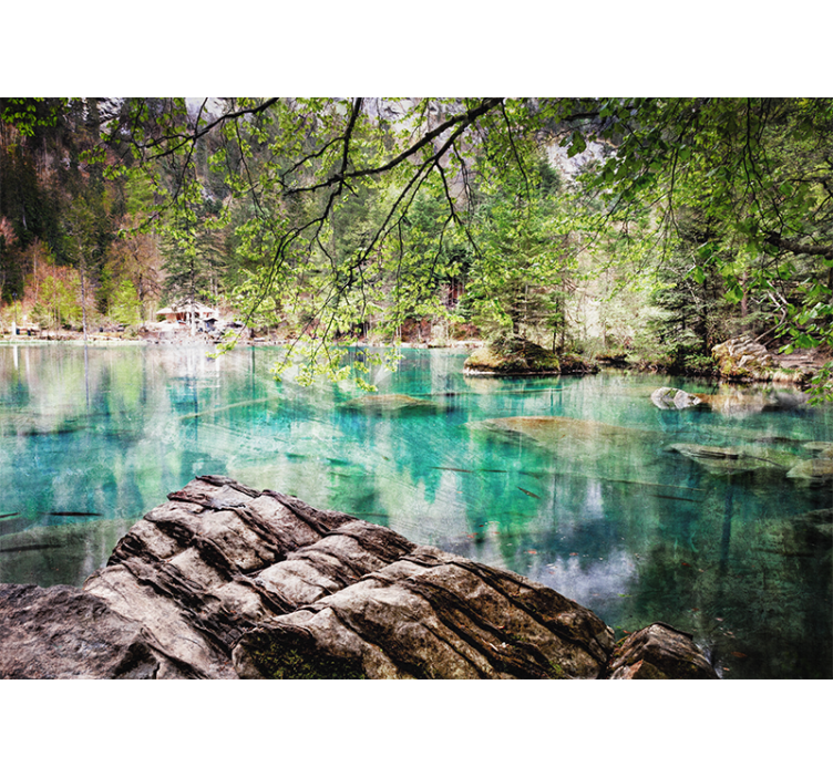 Landscape mural wallpaper tranquil lake scene - TenStickers