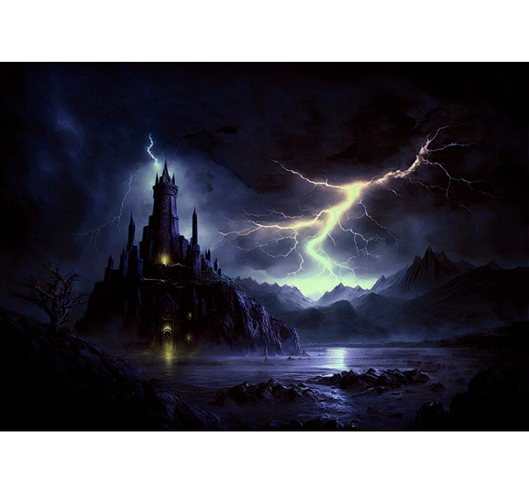 Dark Castle and Storm fantasy wall mural - TenStickers