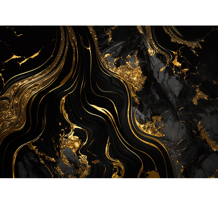 Black and gold marble living room wall mural - TenStickers