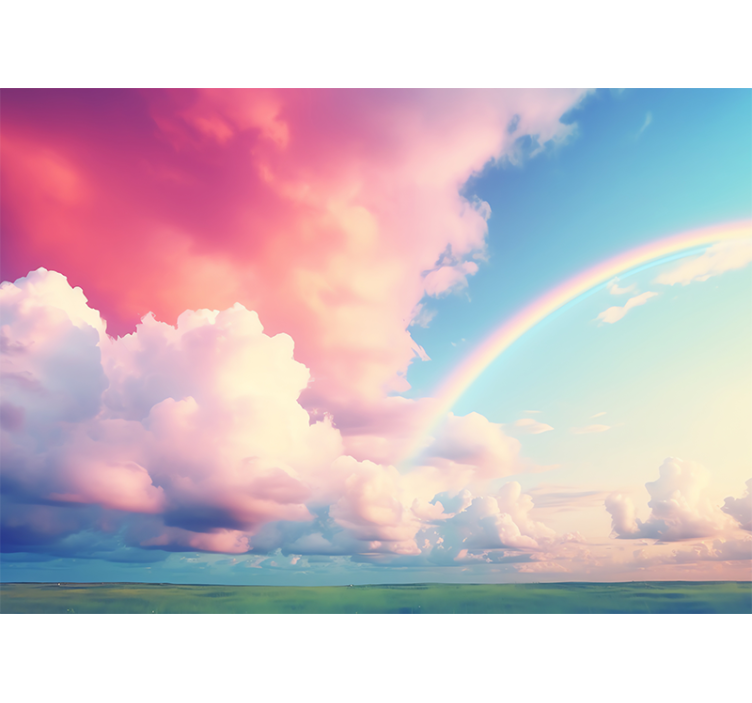 Cloudy sky with rainbow Kids wall mural - TenStickers
