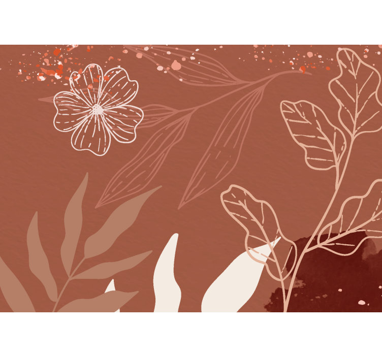 Minimalistic leaves design terracotta wall mural - TenStickers