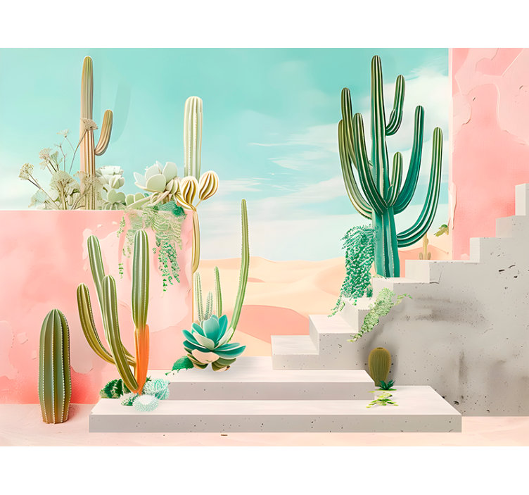 Cactus design desert mural - TenStickers