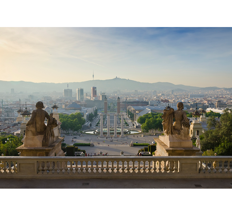 Barcelona mural barcelona panoramic view - TenStickers