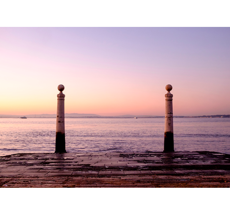 Sunset Pier Vista landscape mural wallpaper - TenStickers