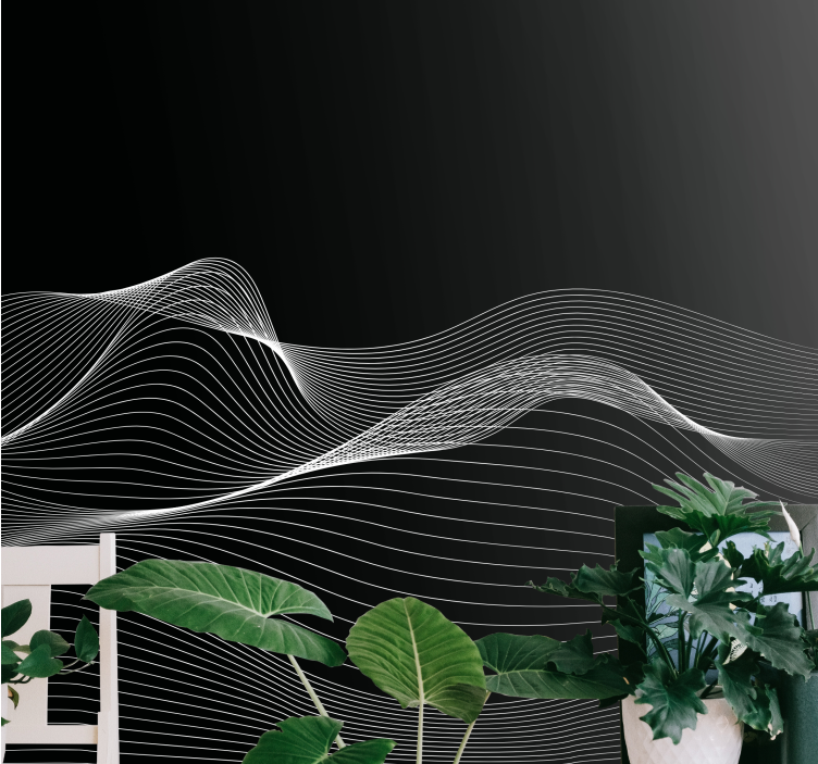 3d abstract black wave Bathroom Murals - TenStickers