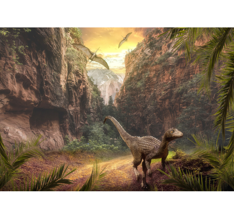 Dinosaur Canyon Escape children wall mural - TenStickers