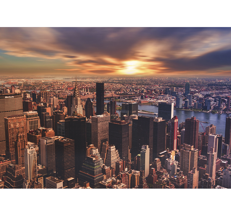 New york wall mural urban skyline sunset - TenStickers