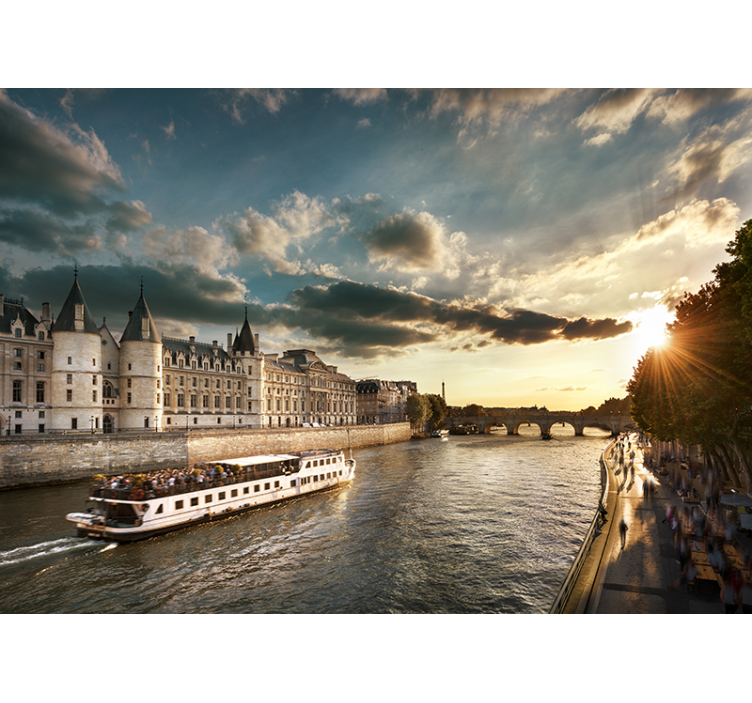 Paris trip on the Seine wall mural - TenStickers