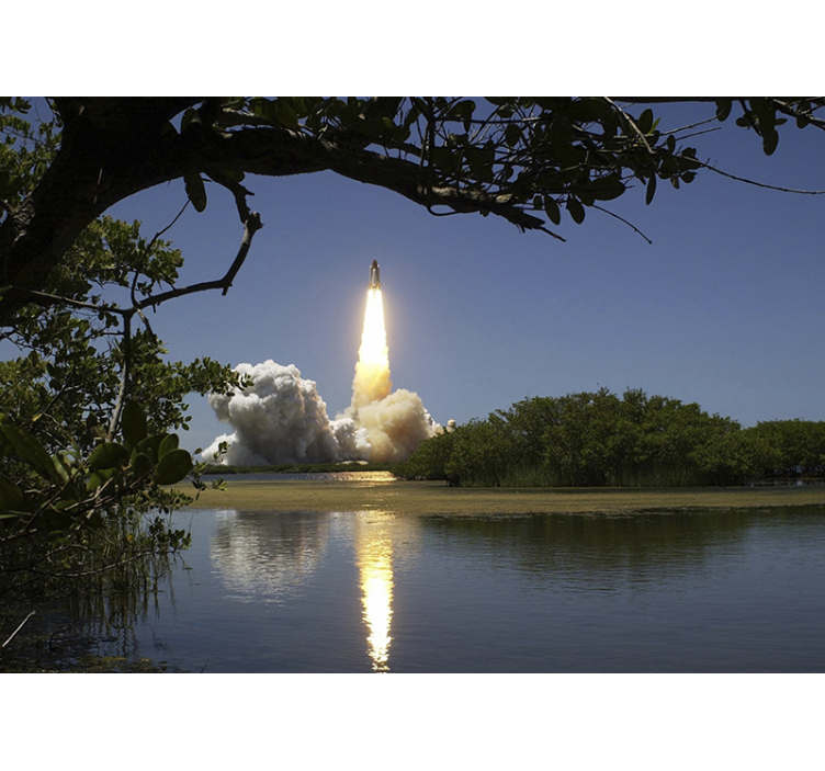 Space mural rocket launch perspective - TenStickers