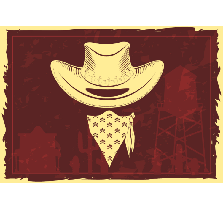 Children wall mural cowboy hat and bandana - TenStickers