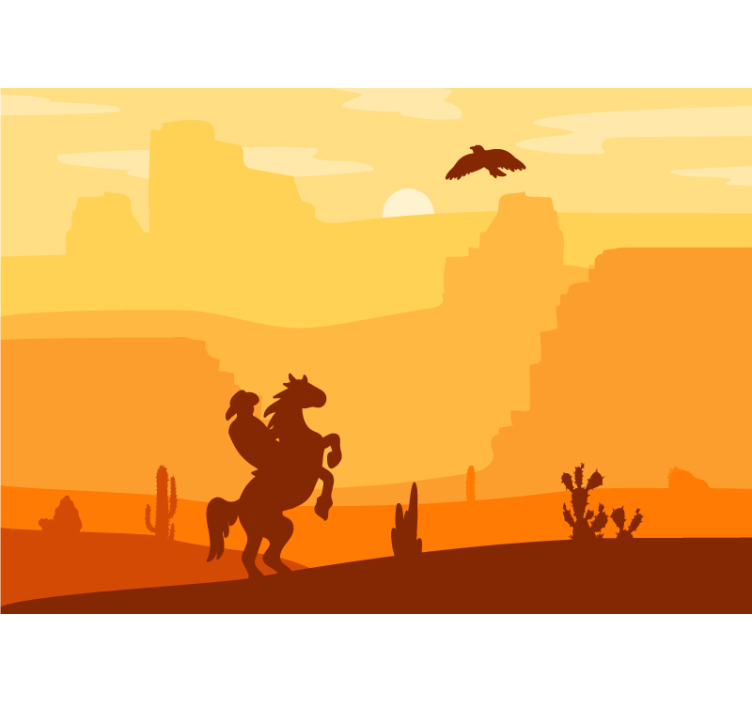 Cowboy Landscape animal wall mural - TenStickers