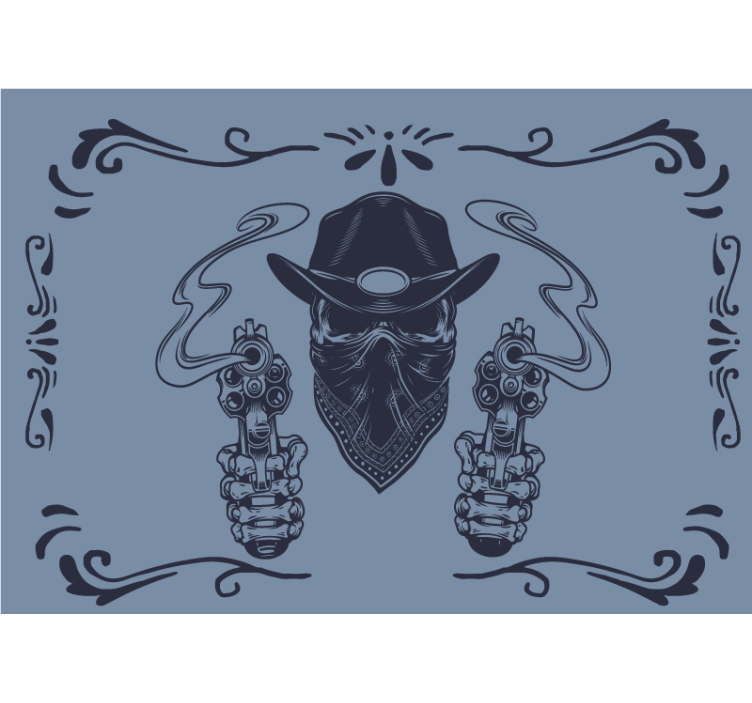 Cowboy skull and flock vintage wall mural - TenStickers