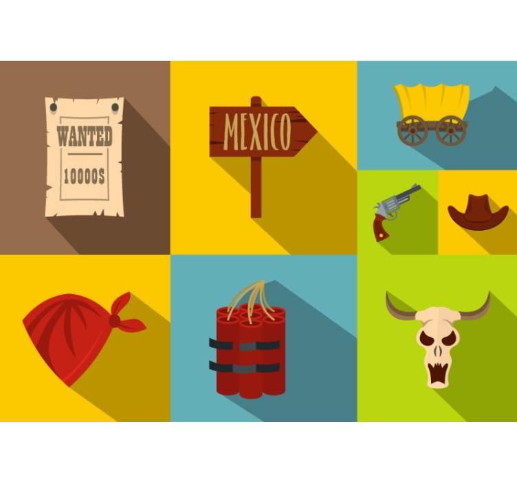 Cowboy tiles vintage wall mural - TenStickers