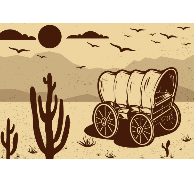 Cowboy Wagon vintage wall mural - TenStickers