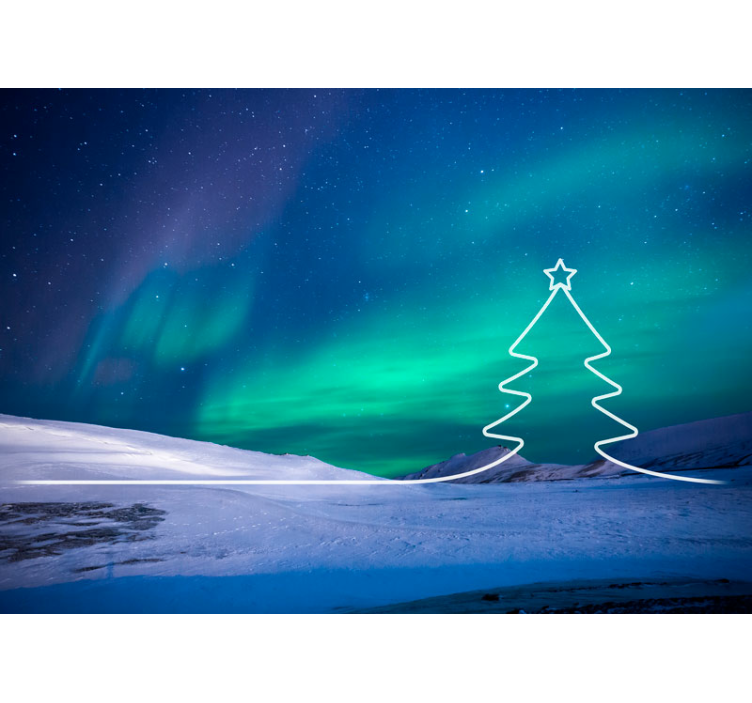 Christmas mural northern lights landscape - TenStickers
