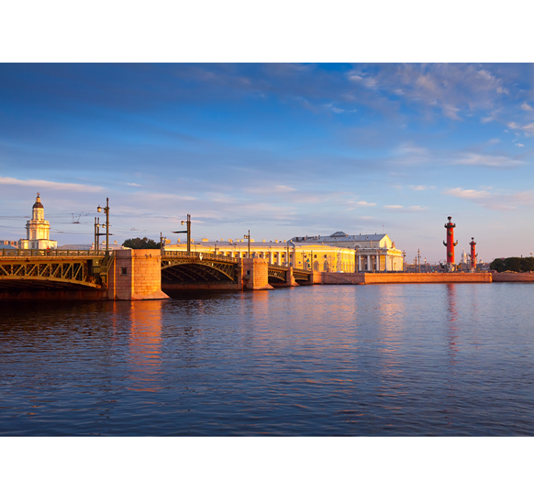 City wall mural st. petersburg bridge sunset - TenStickers