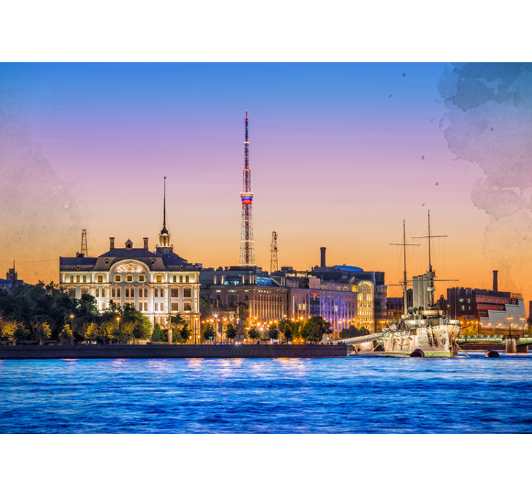 Night in Saint Petersburg wall mural - TenStickers