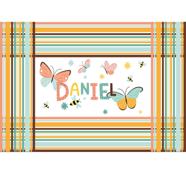 Personalized Name Butterfly children wall mural - TenStickers