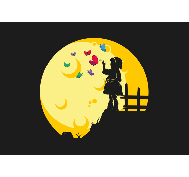 Nursery mural child silhouette with butterflies - TenStickers