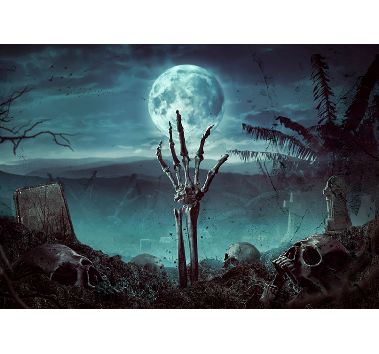 Full moon on grave yard Halloween wall mural - TenStickers