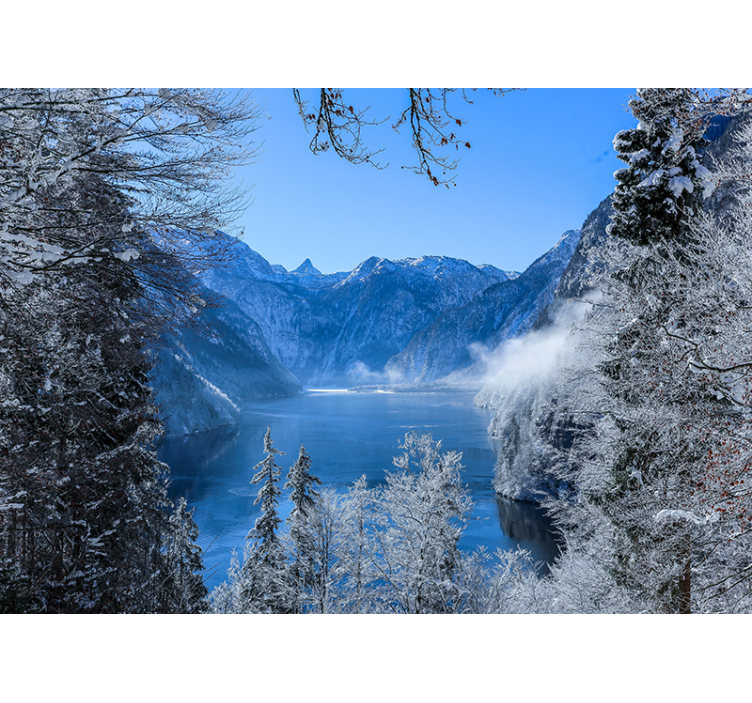Icy alpine lake landscape mural wallpaper - TenStickers