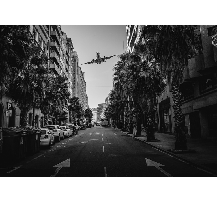 City wall mural urban scene aerial view - TenStickers