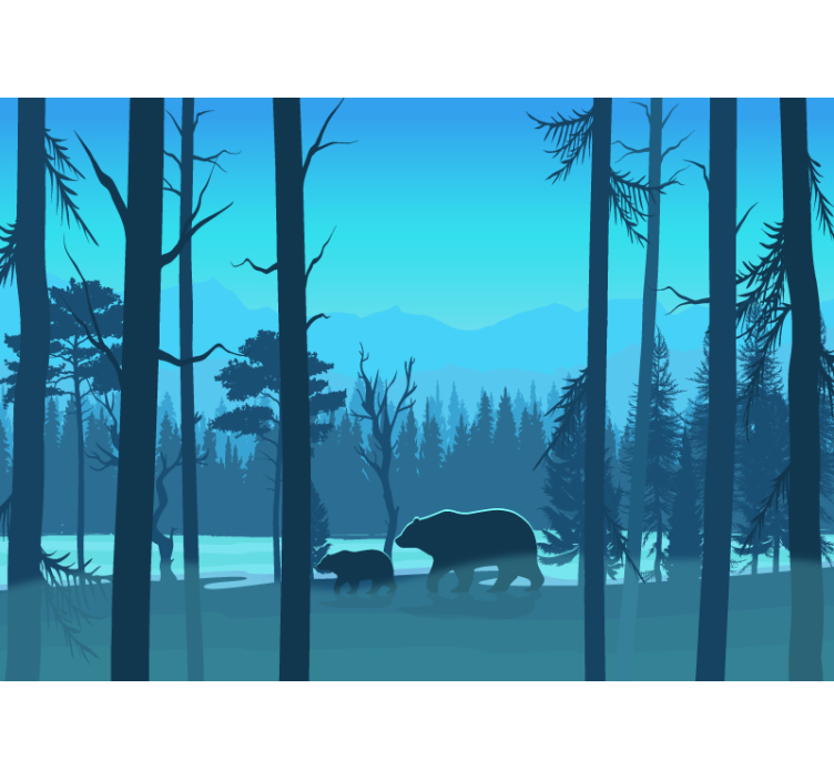 Kids mountains and bears wall mural - TenStickers