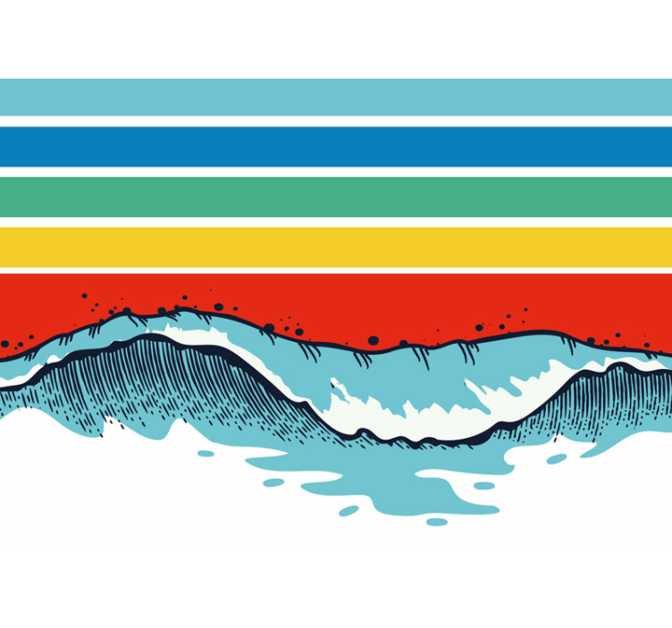 Retro color stripes and waves photomural - TenStickers