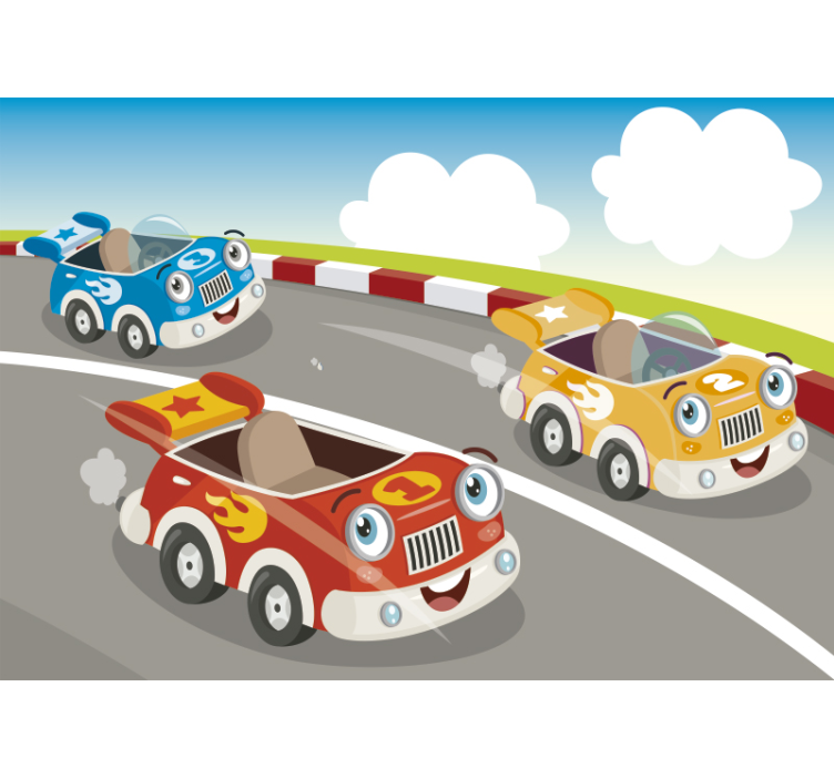 Vehicle mural cartoon racing cars - TenStickers