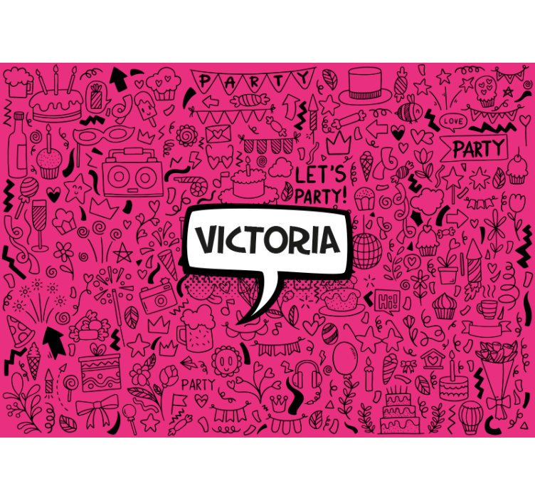 Pink personalised doodle  custom wall mural - TenStickers