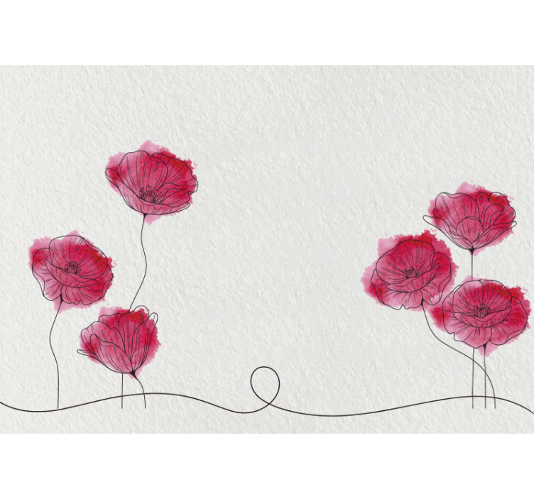 Red flower sticks with text wall mural - TenStickers